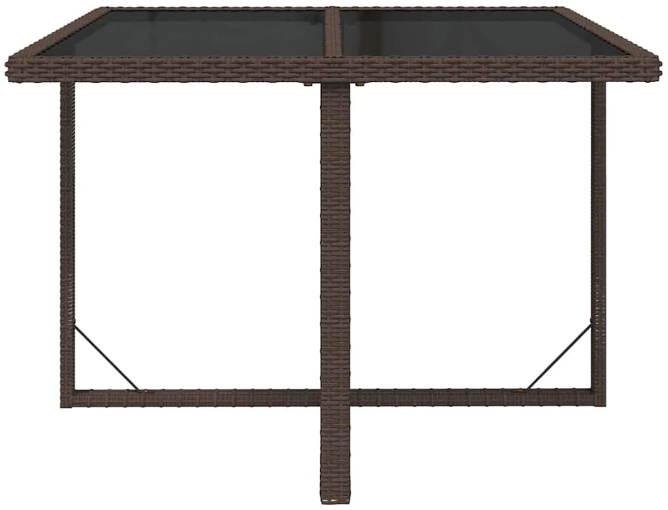 Sodo stalas, rudas, 109x107x74cm, poliratanas ir stiklas