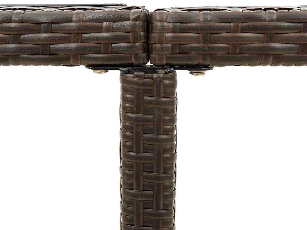 Sodo stalas, rudas, 109x107x74cm, poliratanas ir stiklas