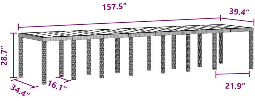 Sodo stalas Ruda 400 x 100 x 73 cm poliratanas