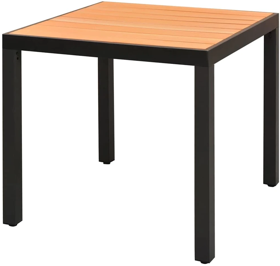 Sodo stalas, rudas, 80x80x74cm, aliuminis ir WPC