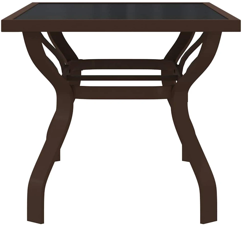 Sodo stalas, rudas ir juodas, 140x70x70cm, plienas ir stiklas