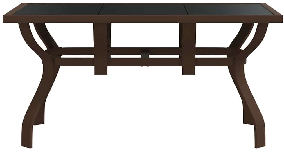 Sodo stalas, rudas ir juodas, 140x70x70cm, plienas ir stiklas