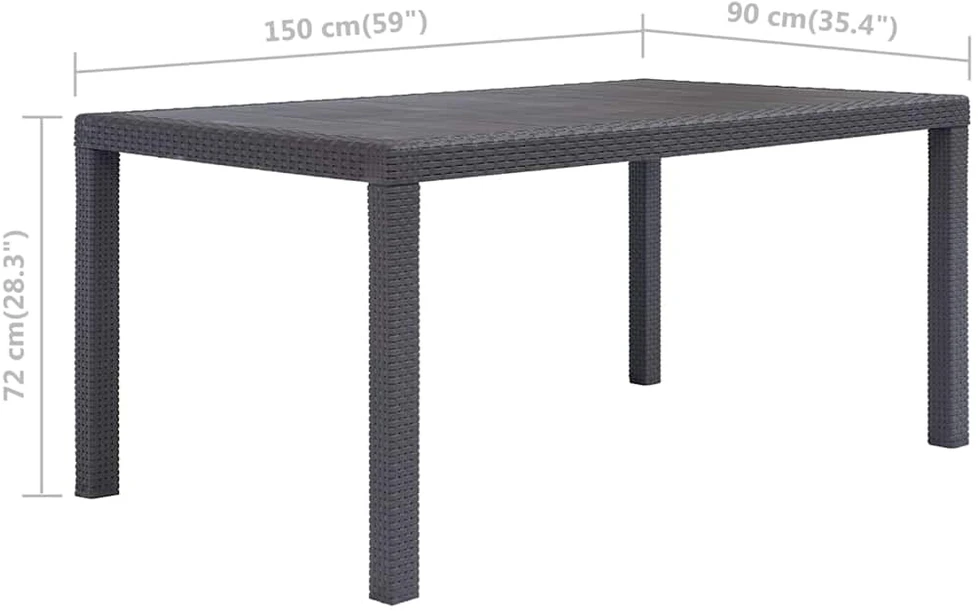 Sodo stalas, rudos sp., 150x90x72 cm, plastikas, rat. imit.