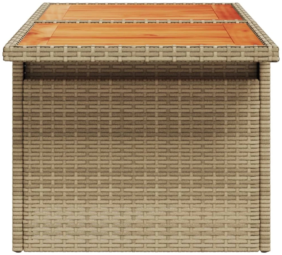 Sodo stalas, smėlio, 100x55x73cm, poliratanas/akacijos mediena