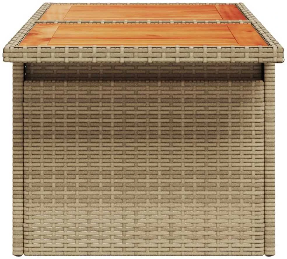 Sodo stalas, smėlio, 100x55x73cm, poliratanas/akacijos mediena