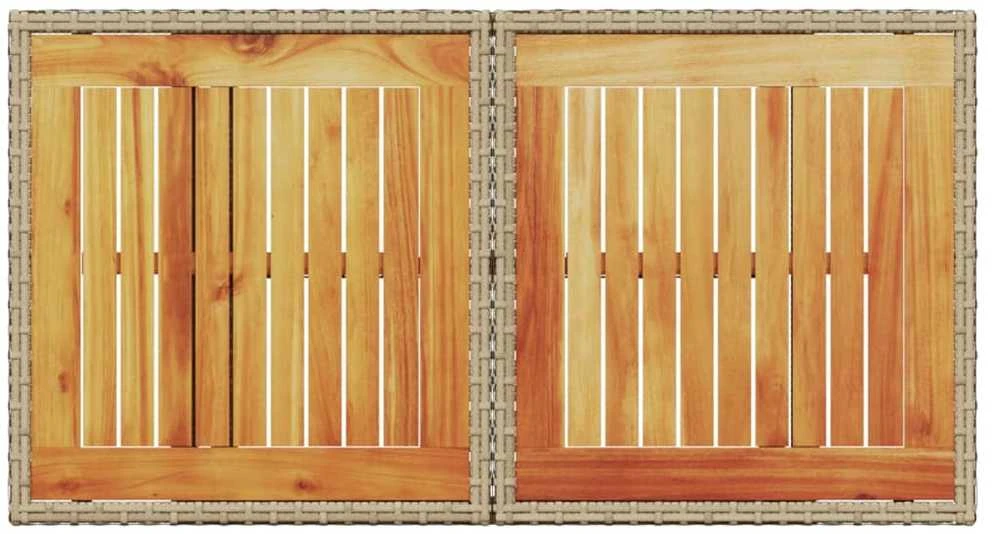 Sodo stalas, smėlio, 100x55x73cm, poliratanas/akacijos mediena