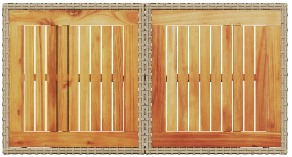 Sodo stalas, smėlio, 100x55x73cm, poliratanas/akacijos mediena
