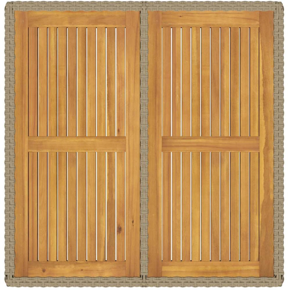 Sodo stalas, smėlio, 109x107x74cm, poliratanas ir akacija