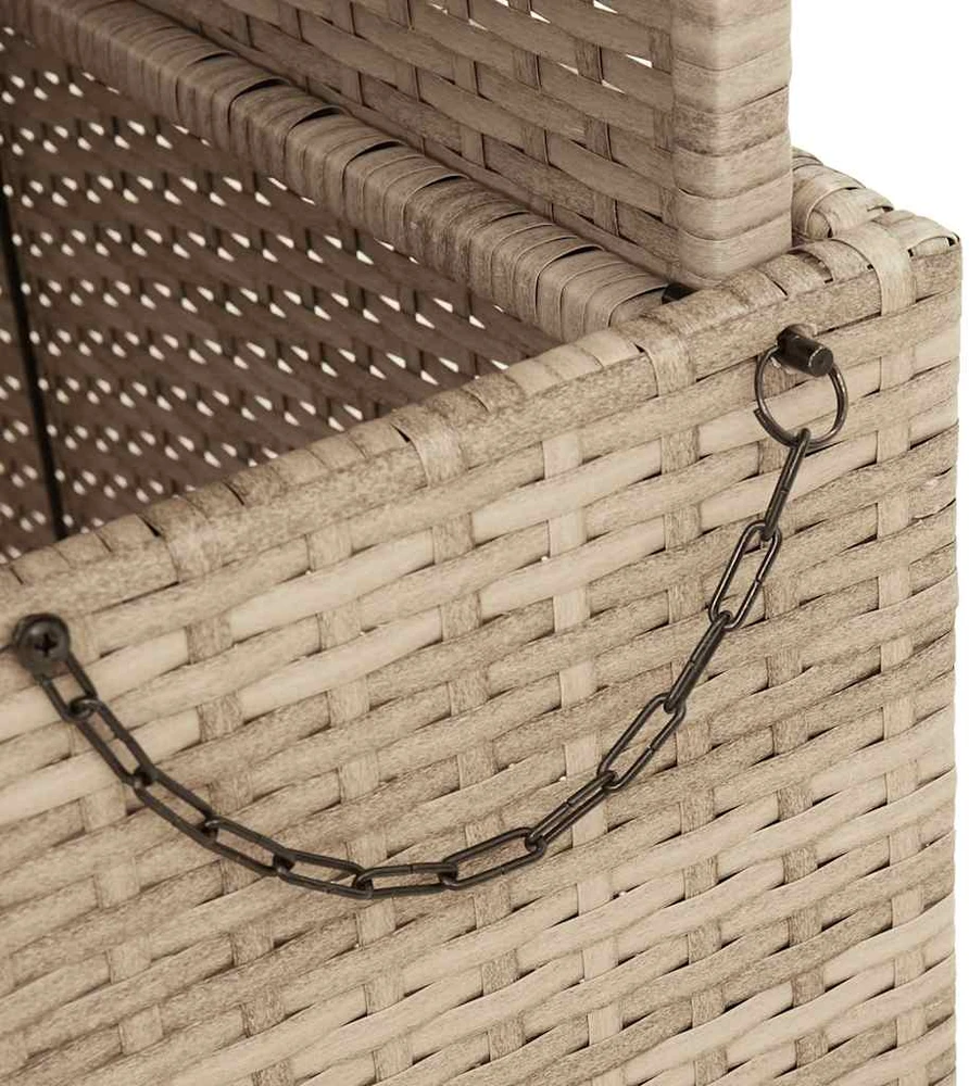 Sodo stalas, smėlio, 110x110x71cm, poliratanas/akacijos mediena