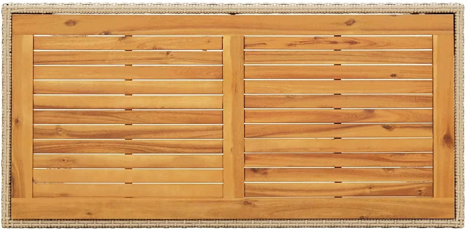 Sodo stalas, smėlio, 123x60x74cm, poliratanas ir akacija
