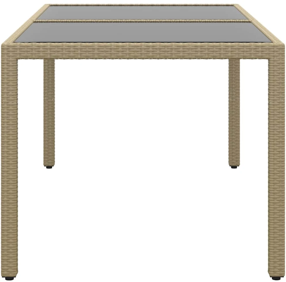 Sodo stalas, smėlio, 150x90x75cm, grūdintas stiklas/poliratanas