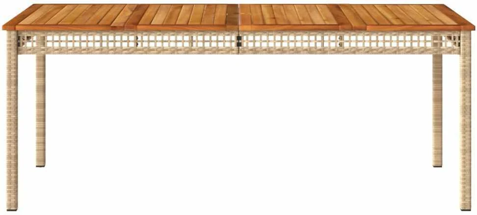 Sodo stalas, smėlio, 180x90x75cm, poliratanas/akacijos mediena