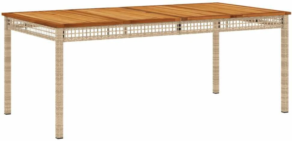 Sodo stalas, smėlio, 180x90x75cm, poliratanas/akacijos mediena