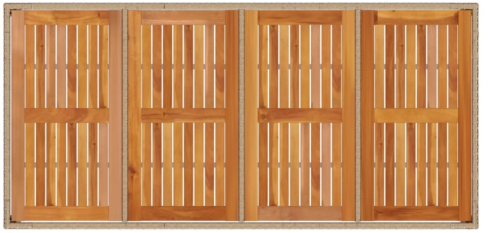 Sodo stalas, smėlio, 190x90x75cm, poliratanas ir akacija