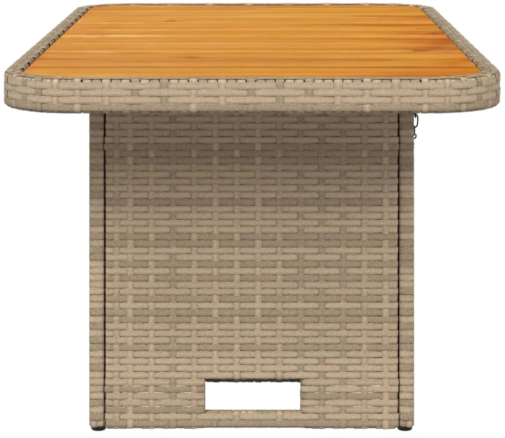 Sodo stalas, smėlio, 90x55x71cm, poliratanas/akacijos mediena