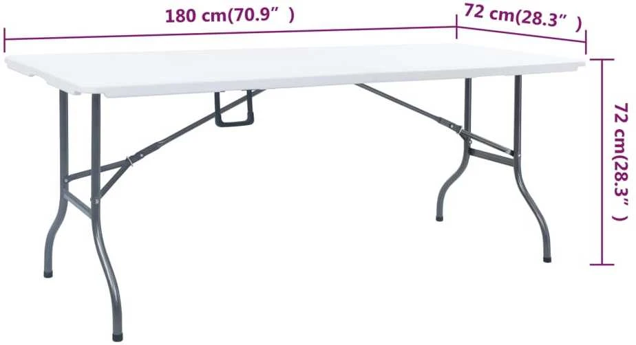 Sodo stalas su 2 suoliukais, baltas, 180cm, plienas ir HDPE