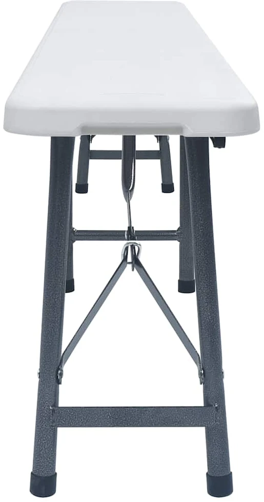 Sodo stalas su 2 suoliukais, baltas, 180cm, plienas ir HDPE