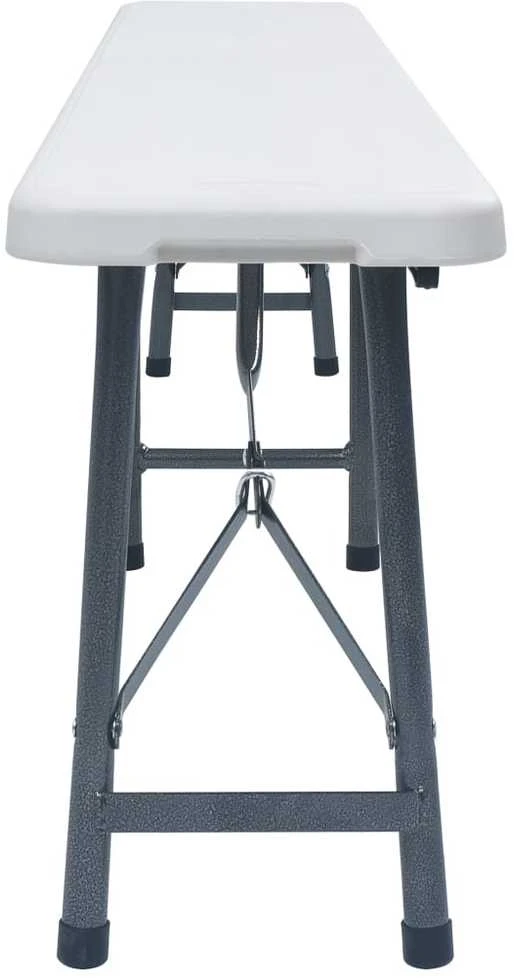 Sodo stalas su 2 suoliukais, baltas, 180cm, plienas ir HDPE