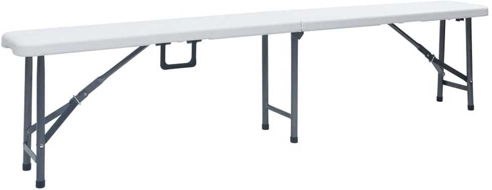 Sodo stalas su 2 suoliukais, baltas, 180cm, plienas ir HDPE