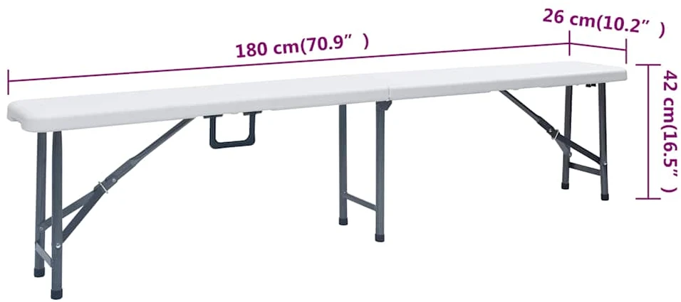 Sodo stalas su 2 suoliukais, baltas, 180cm, plienas ir HDPE