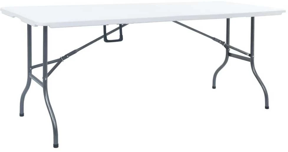 Sodo stalas su 2 suoliukais, baltas, 180cm, plienas ir HDPE