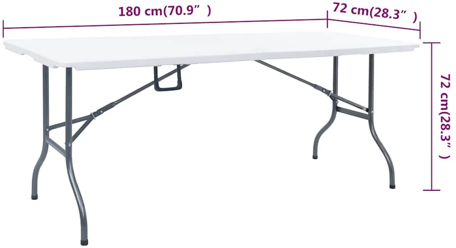 Sodo stalas su 2 suoliukais, baltas, 180cm, plienas ir HDPE