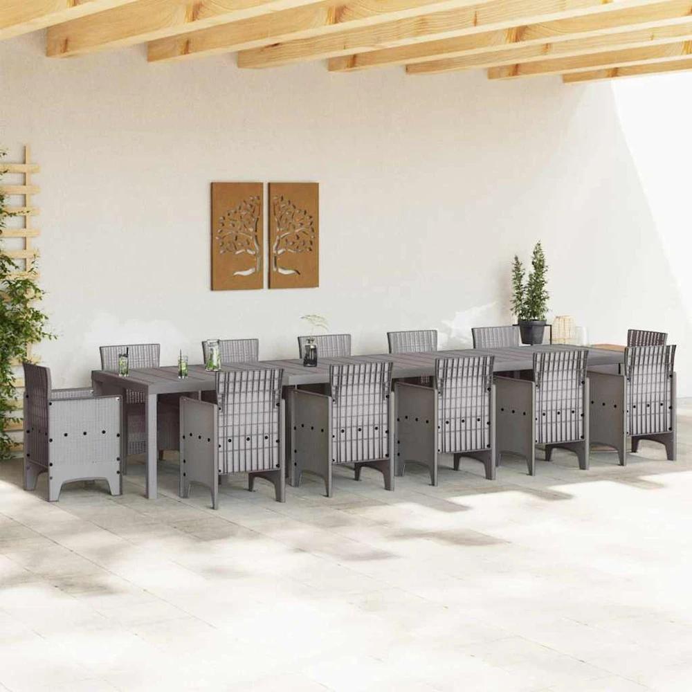 Sodo stalas Šviesiai pilka 400 x 100 x 73 cm poliratanas