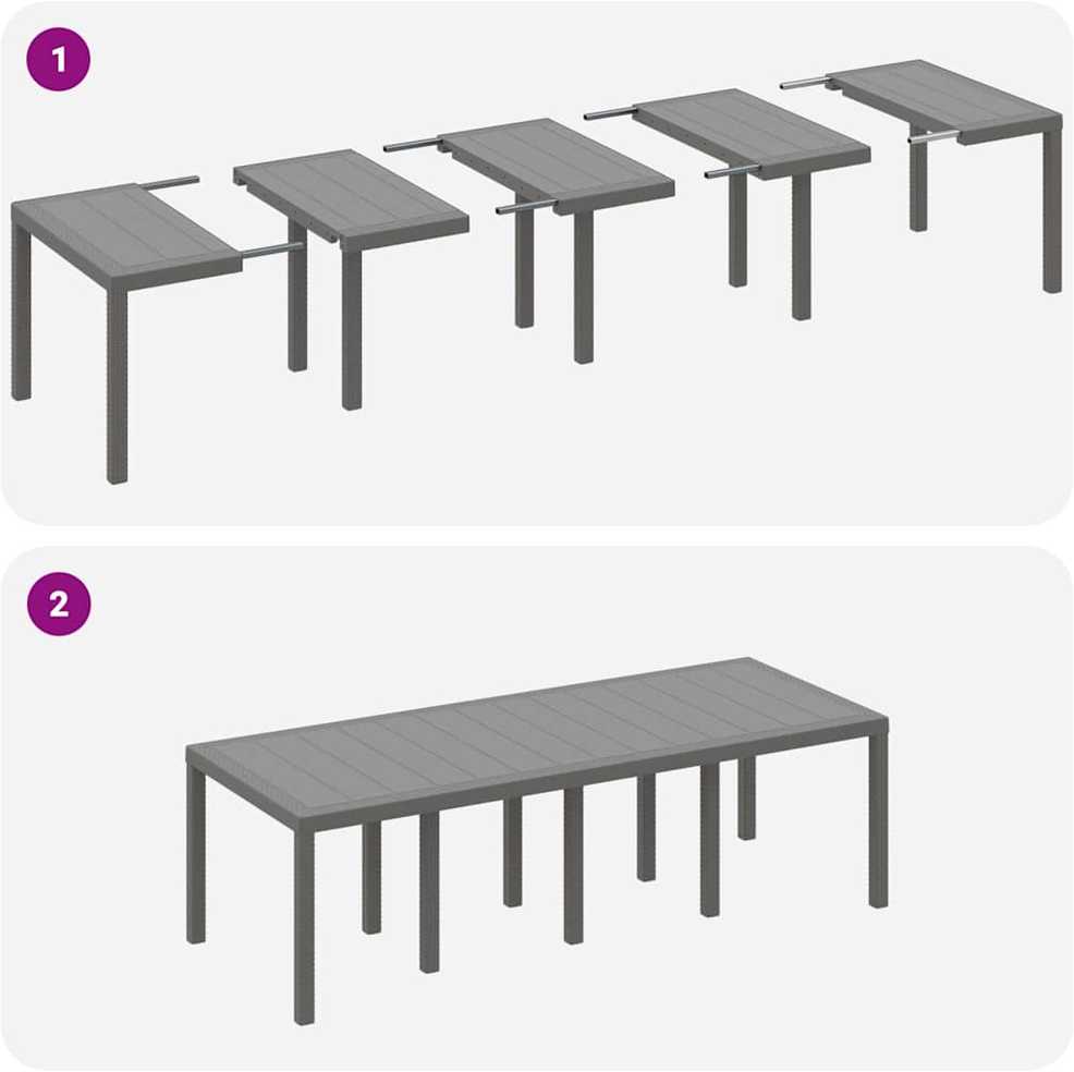 Sodo stalas Šviesiai pilka 250 x 100 x 73 cm poliratanas