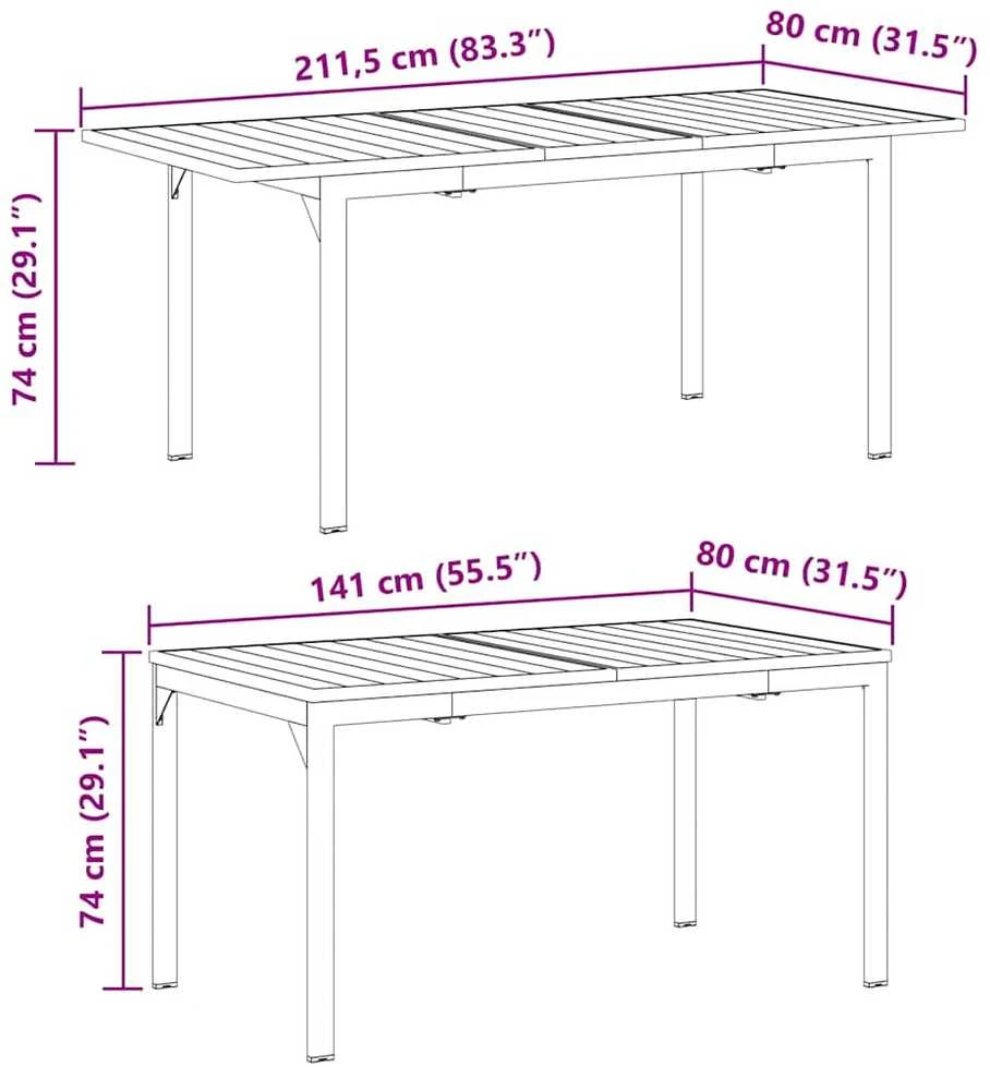 Kiemo stalas Antracitas 180 x 80 x 74 cm