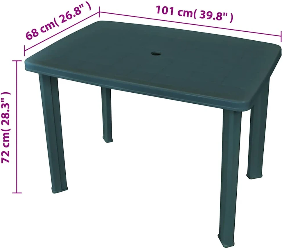 Sodo stalas, žalias, 101x68x72cm, plastikas