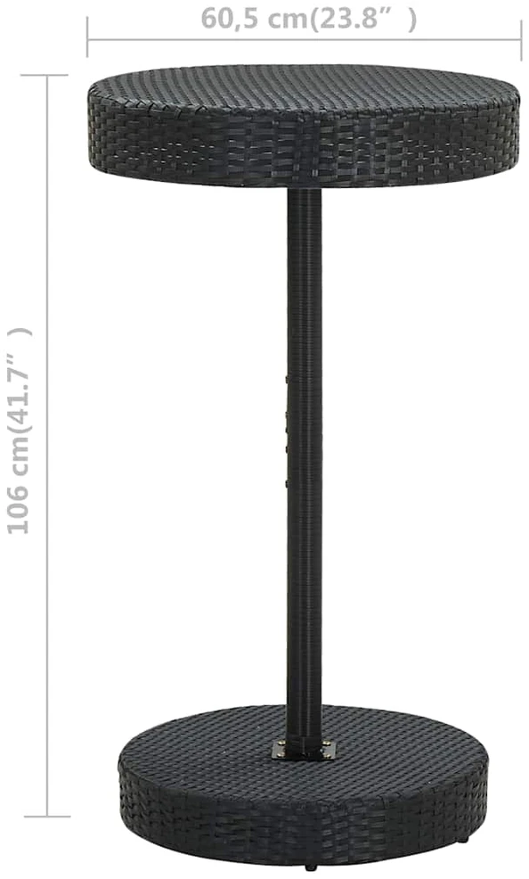 Sodo staliukas, juodos spalvos, 60,5x106cm, poliratanas
