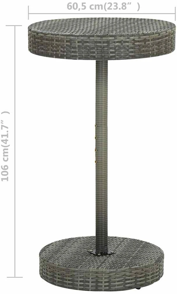 Sodo staliukas, pilkos spalvos, 60,5x106cm, poliratanas