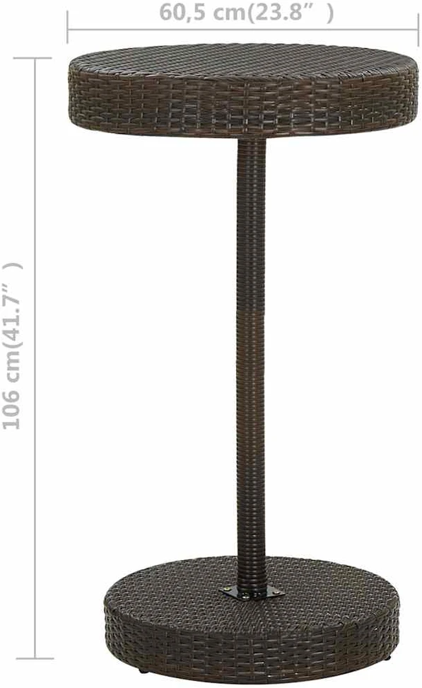Sodo staliukas, rudos spalvos, 60,5x106cm, poliratanas