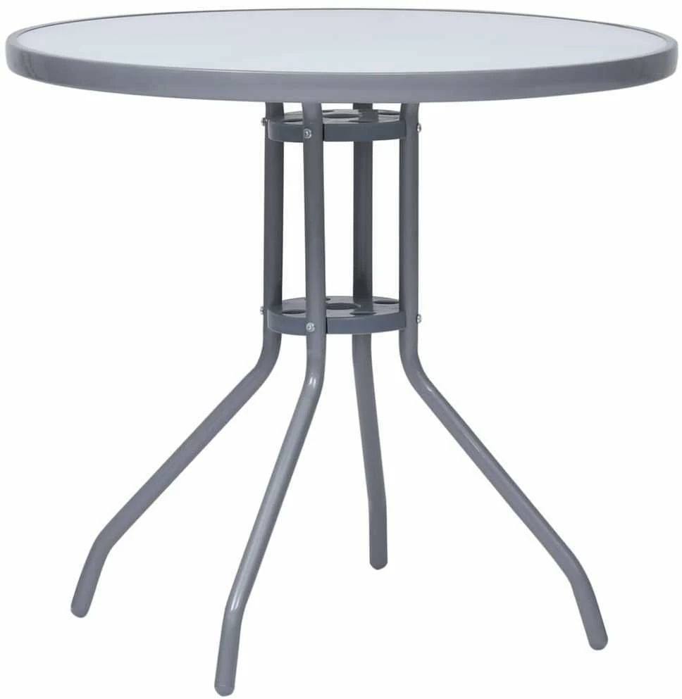 Sodo staliukas, šviesiai pilkas, 80cm, plienas ir stiklas