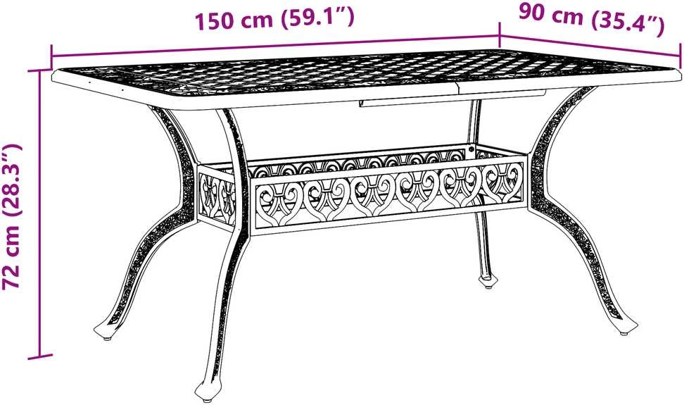 Sodo stalas Žalia 150 x 90 x 72 cm Aliuminis