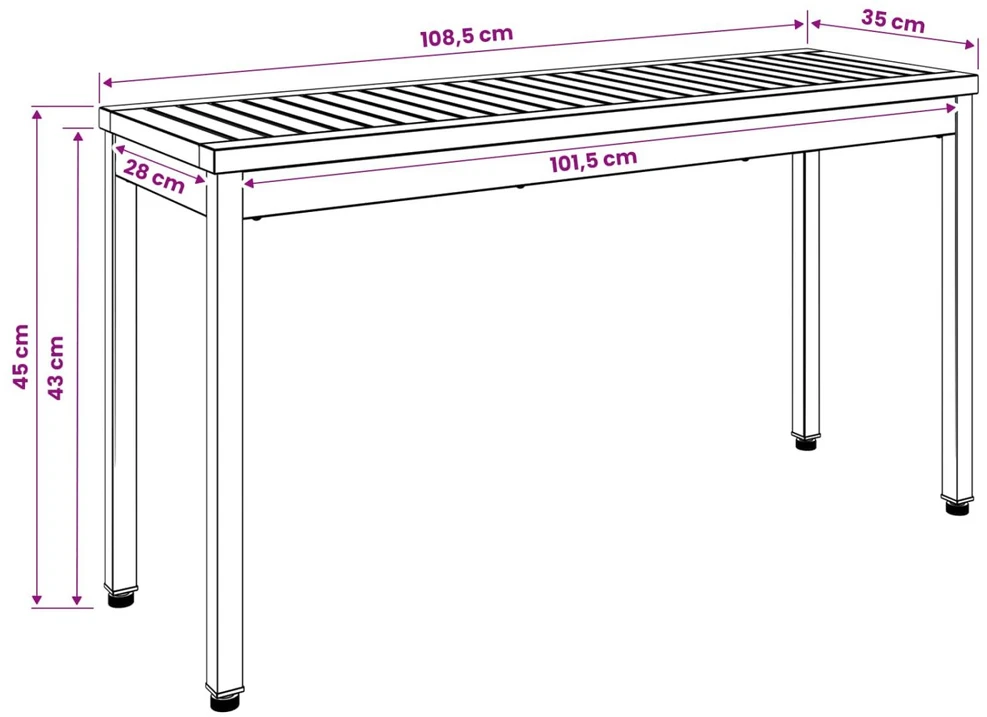 Sodo suolas 108,5 x 35 x 45 cm Kietos akacijos mediena