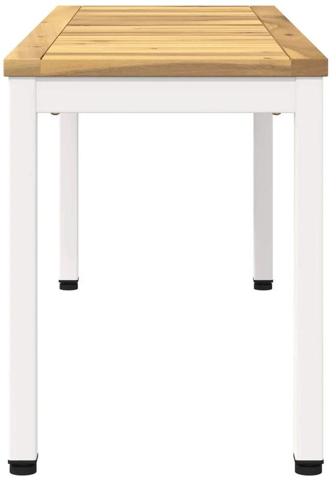 Sodo suolas 108,5 x 35 x 45 cm Kietos akacijos mediena Balta