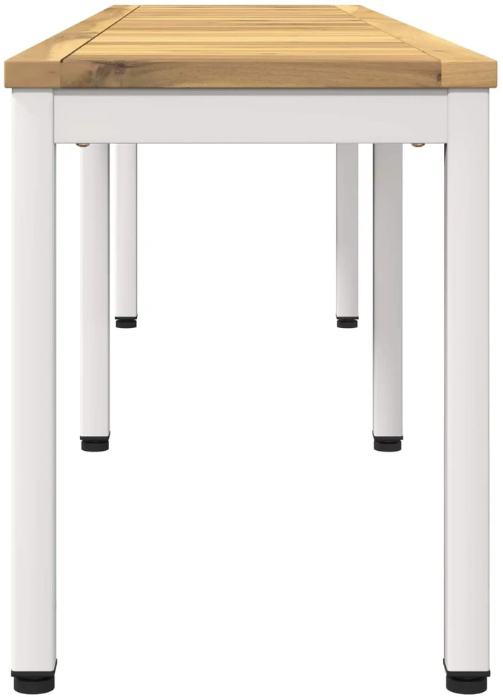 Sodo suolas 161 x 35 x 45 cm Kietos akacijos mediena Balta