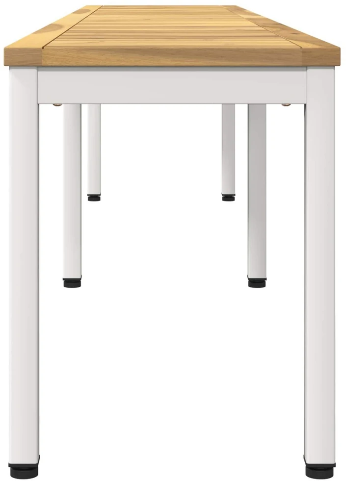 Sodo suolas 201 x 35 x 45 cm Kietos akacijos mediena Balta