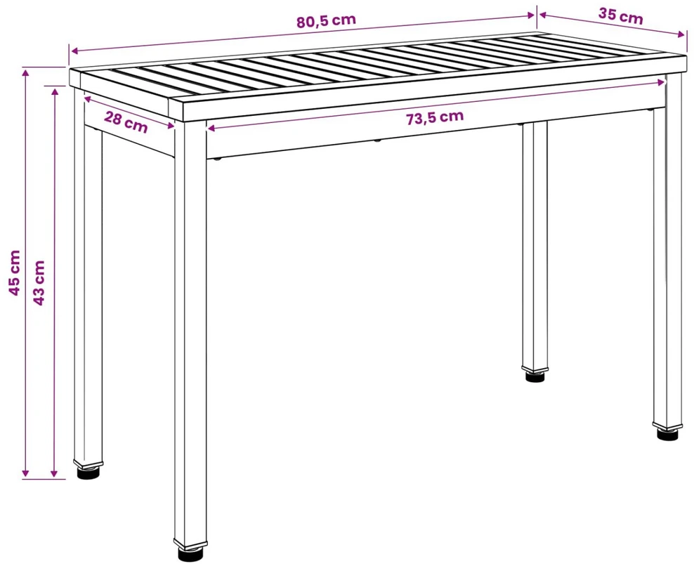 Sodo suolas 80,5 x 35 x 45 cm Kietos akacijos mediena