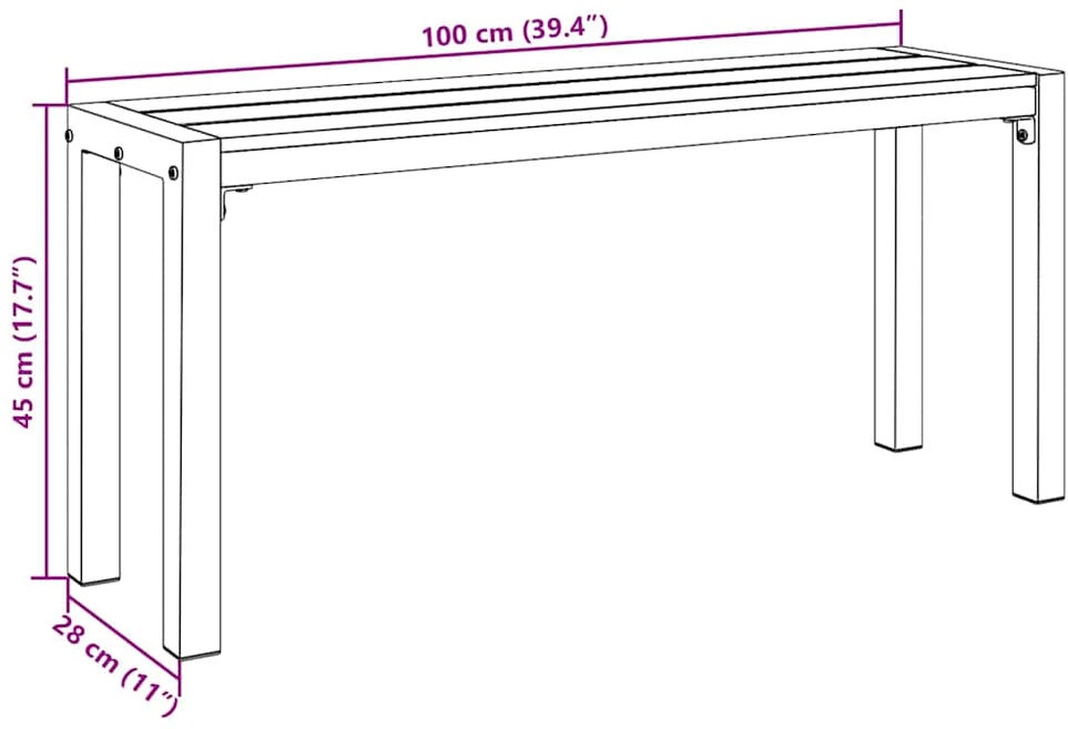 Sodo suolas Juoda 100 x 28 x 45cm Plienas