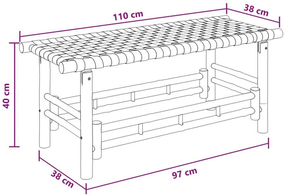 Sodo suolas 110 x 38 x 40 cm Bambukas Natūrali Stačiakampio