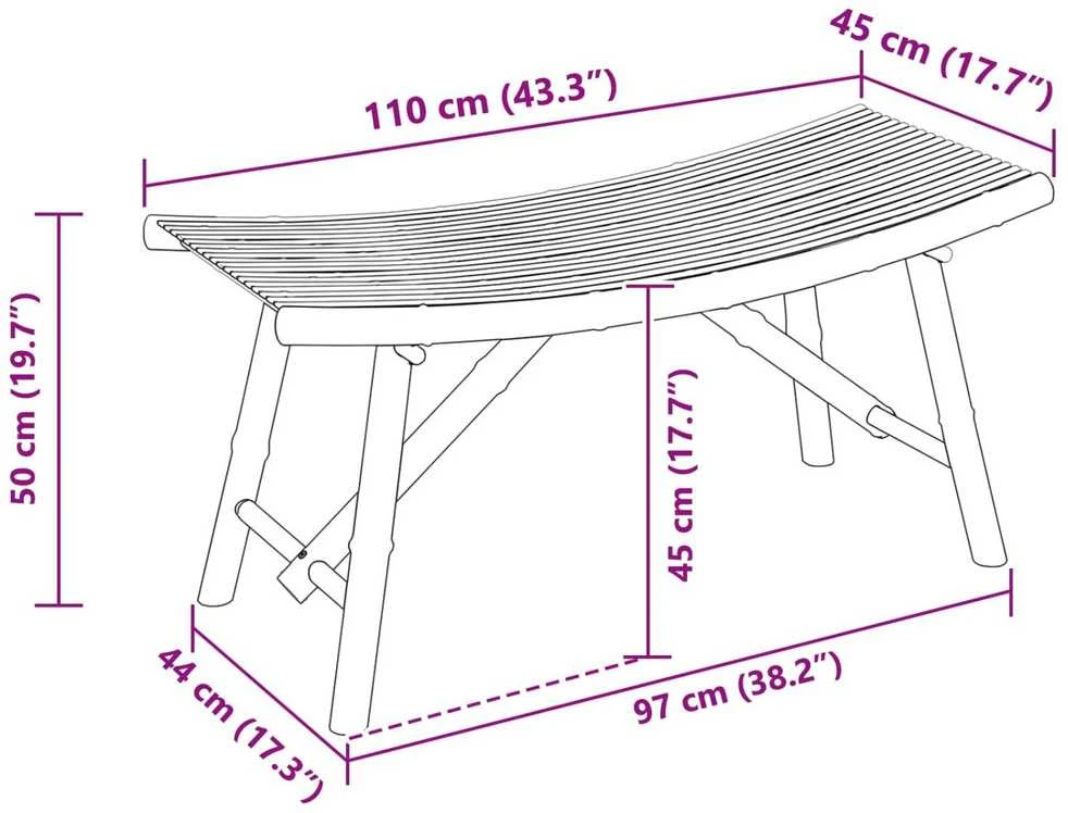 Sodo suolas 110 x 45 x 50 cm Bambukas Natūrali Stačiakampio