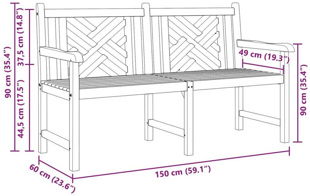 Sodo suolas 150 x 60 x 90 cm Kieto teka medžio