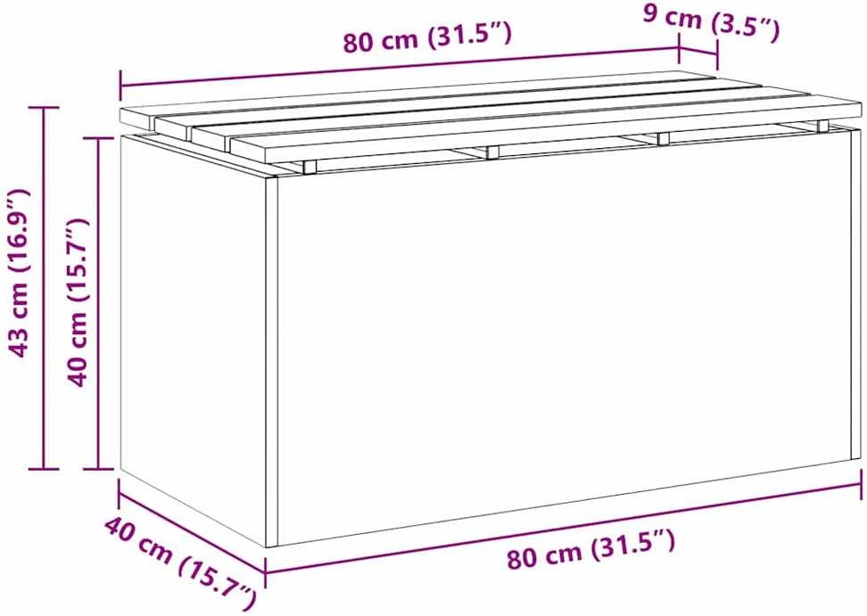 Sodo suolas 2 -Seater 80 x 40 x 43 cm Rūdijanti Stačiakampio