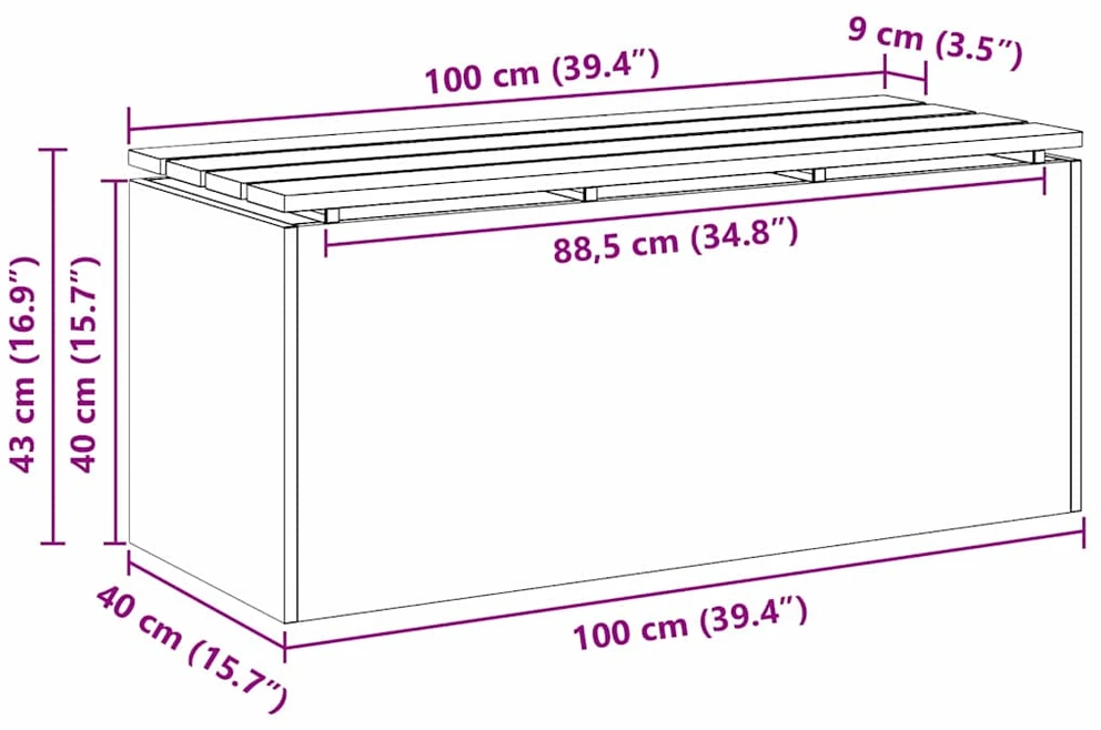 Sodo suolas Sidabro 100 x 40 x 43 cm Galvanizuotas plienas