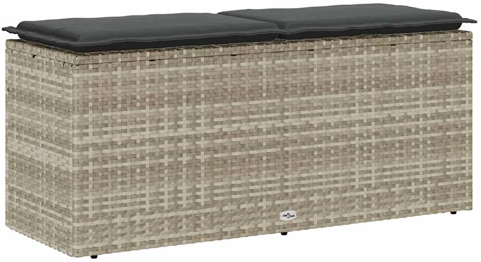 sodo suolas su pagalvėle šviesiai pilka 110x40x44cm poliratanas