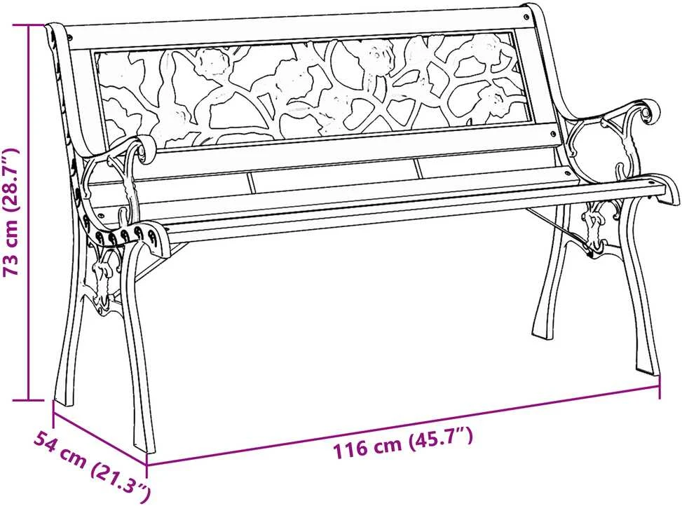 Sodo suolas 2 -Seater 116 x 54 x 73 cm Medis Ruda Stačiakampio