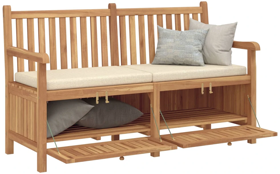 Sodo suolas su saugykla 150 x 60 x 90 cm Kieto teka medžio