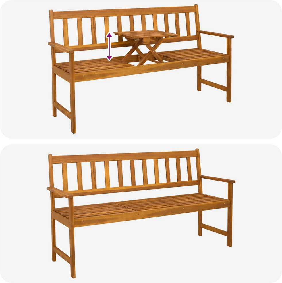 Sodo suolelis 158 x 55 x 89 cm Kietos akacijos mediena Natūrali